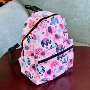 Small Mini Backpack Pink Elephant Pattern